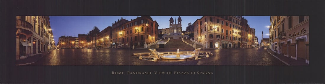 EMMANUELE BRAMBILLA Rome Panoramic View of Piazza Di Spagna 10.25" x 39.5" Offs (1 of 4)