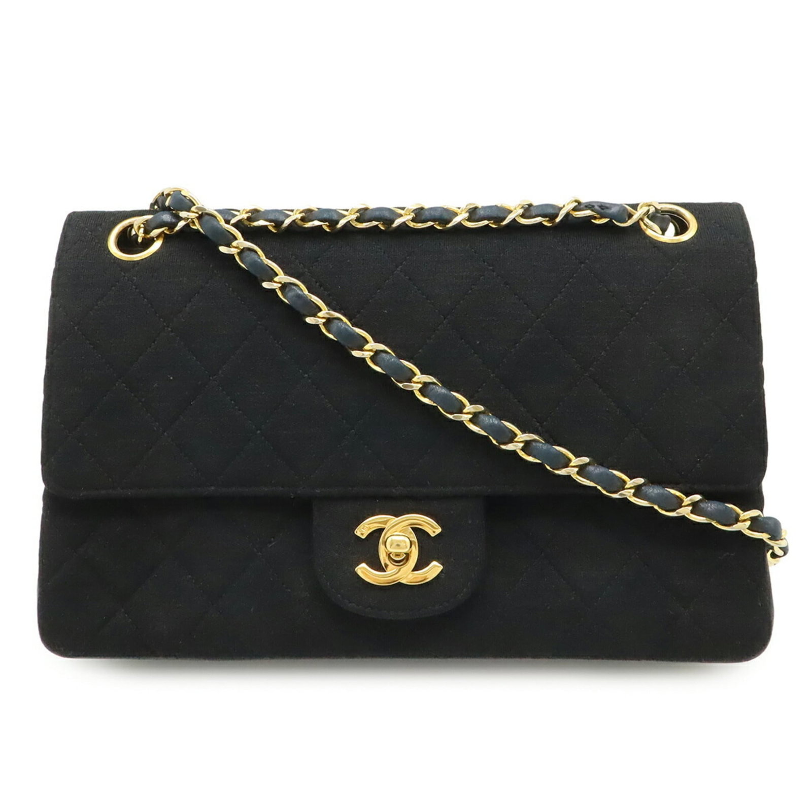 Cotton Jacquard Leather Chanel Shoulder Bag: Cotton Jacquard Leather Chanel Shoulder Bag Cotton Jacquard Leather Chanel Shoulder Bag for sale, featuring a unique combination of cotton jacquard and leather materials in black. This shoulder bag me