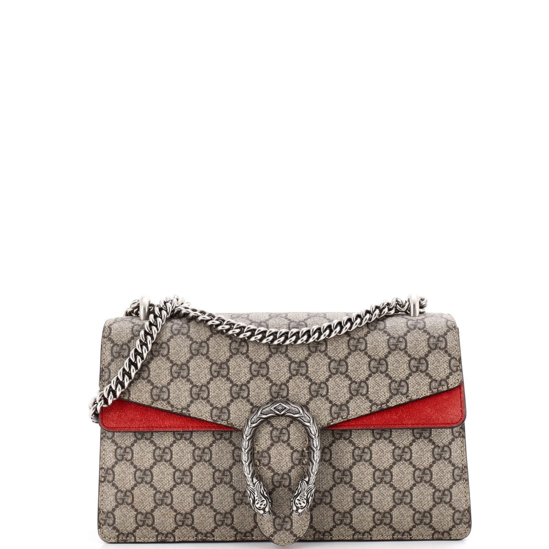 Gucci Small Dionysus Bag Canvas Coated: Gucci Small Dionysus Bag Canvas Coated The Gucci Small Dionysus Bag Canvas Coated boasts a rich, brown canvas exterior with subtle scuffs and edge wear. This stylish shoulder bag features a sleek desi
