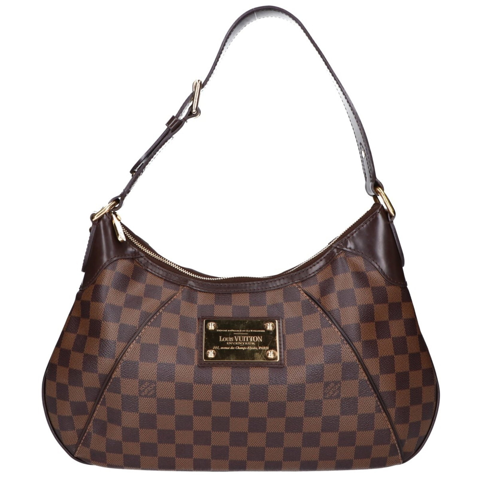 Shoulder Bag Damier Canvas Louis Vuitton: Shoulder Bag Damier Canvas Louis Vuitton Damier canvas pattern adds visual interest to this classic Louis Vuitton shoulder bag. Measuring 23cm x 40cm x 7cm, it features a sturdy design with traces of