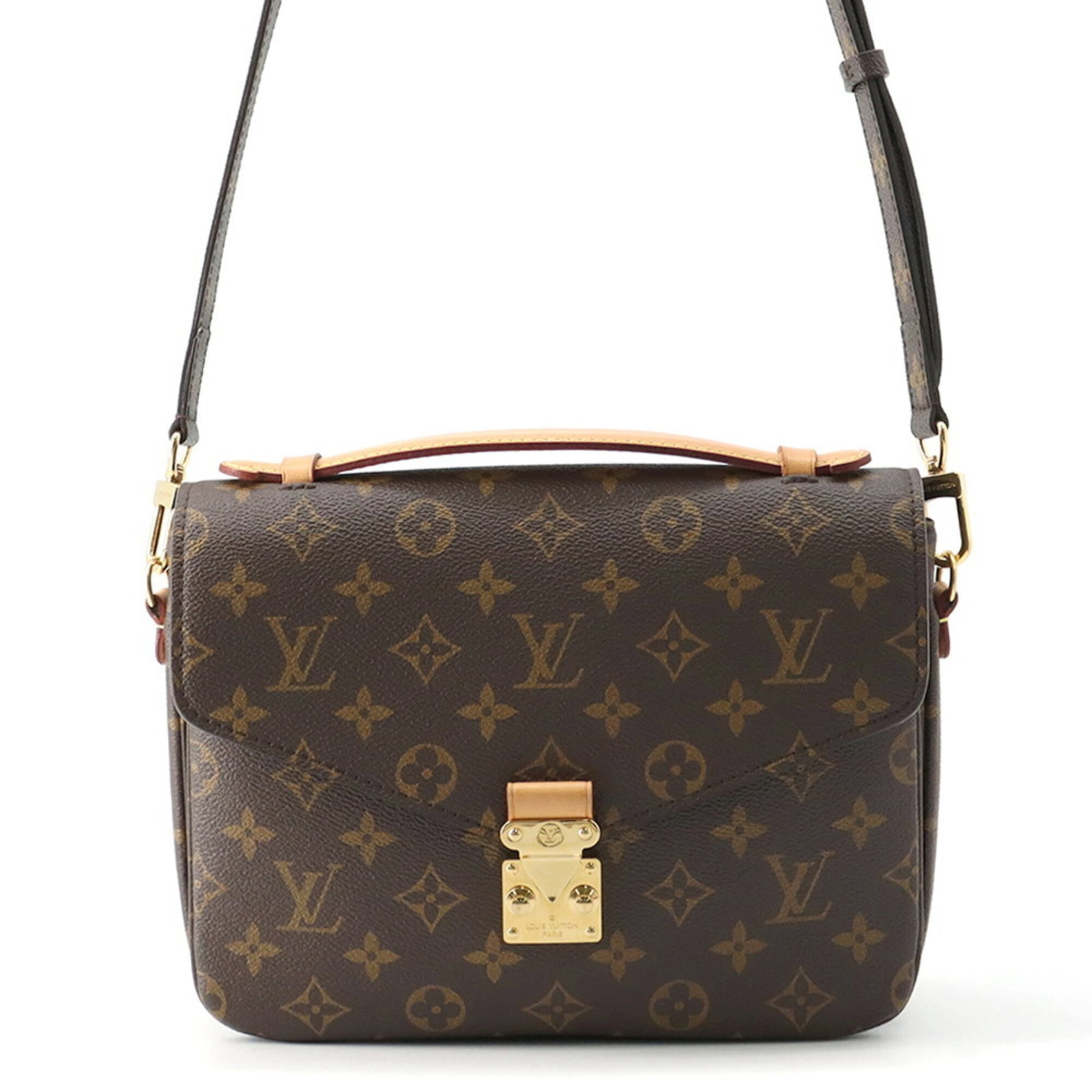Handbag Louis Vuitton Pochette Monogram: Handbag Louis Vuitton Pochette Monogram The Louis Vuitton Pochette Monogram handbag boasts its iconic monogram pattern, a timeless design element that adds sophistication to any outfit. Made from high