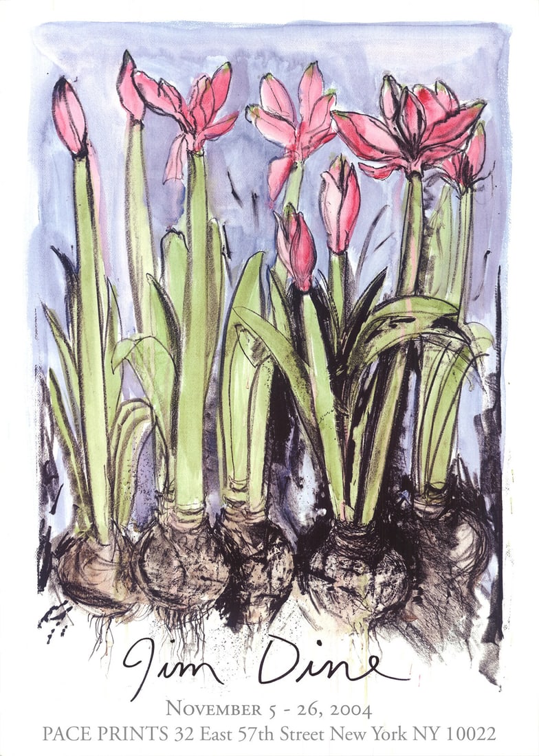 JIM DINE Anemones 35" x 25" Offset Lithograph 2004 Pop Art Green Pink Blue Jim (1 of 4)