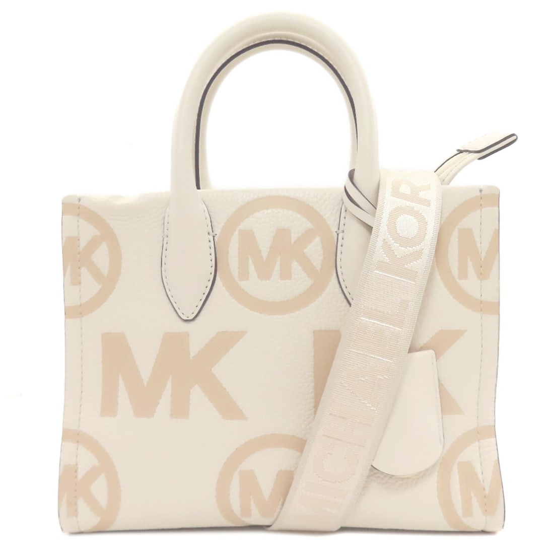 Michael Kors 2Way Handbag Leather: Michael Kors 2Way Handbag Leather White leather Michael Kors handbag with 2Way design. Made from high-quality leather, this stylish bag features a classic white exterior color. The signature 2Way