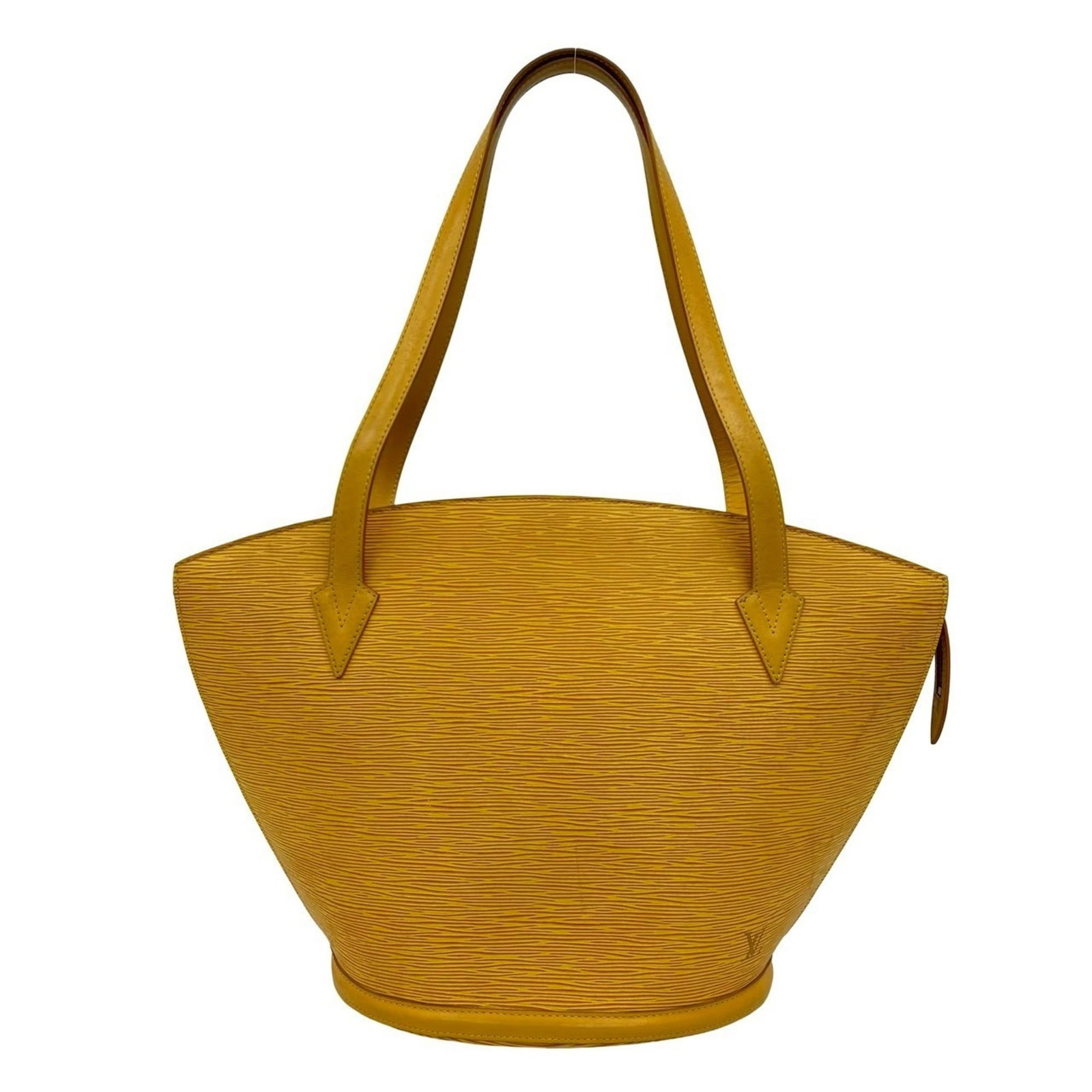Louis Vuitton Tote Bag Leather: Louis Vuitton Tote Bag Leather Yellow Louis Vuitton Tote Bag Leather, measuring 30cm x 26cm x 16.5cm, features leather construction with traces of usage and minor scratches/dirt visible. This used tot