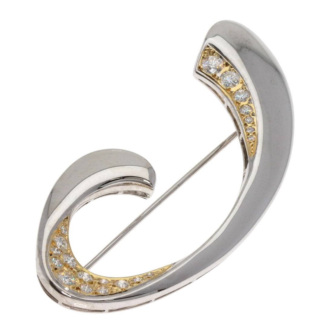 Diamond Mikimoto K18 White Gold Brooch: Diamond Mikimoto K18 White Gold Brooch Durable K18 White Gold construction sets the stage for this elegant brooch, featuring a striking silver metal exterior. The D color diamond boasts a substantial 