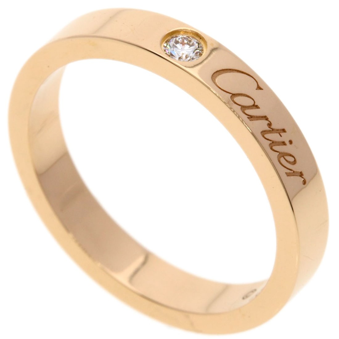 K18 Pink Gold Diamond Ring Cartier C De 1P #50 (1 of 8)