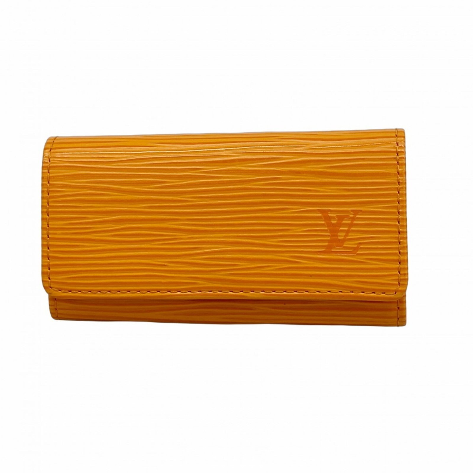 Keycase from Louis Vuitton: Keycase from Louis Vuitton Mandarin-colored Louis Vuitton keycase with visible traces of usage and minor scratches. This used item still retains its signature style, showcasing the brand's iconic desi