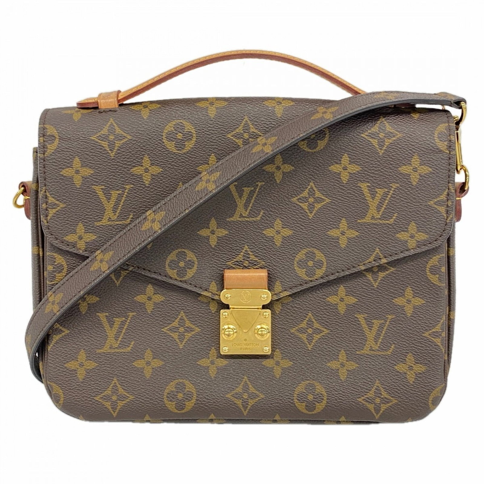 Handbag by Louis Vuitton: Handbag by Louis Vuitton Brown Louis Vuitton handbag with a classic design, measuring 20cm x 24cm x 8cm. The bag shows signs of usage, including scratches and dirt, but remains in good condition
