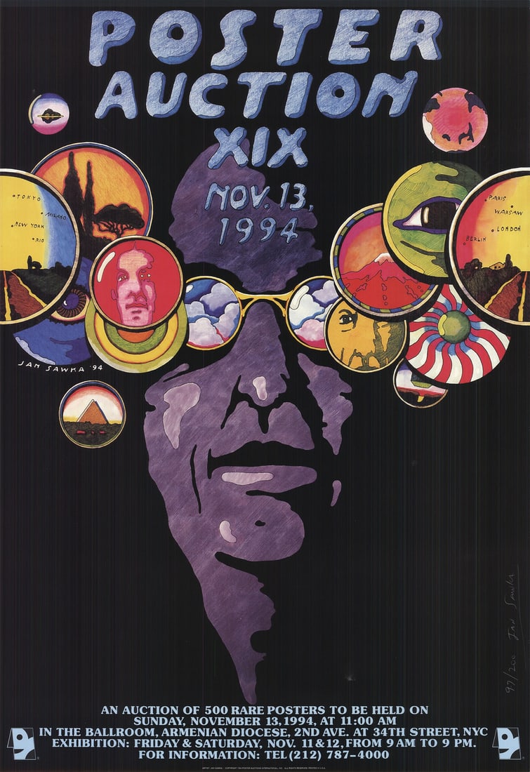 JAN SAWKA Poster Auction XIX SIGNED 39.5" x 27" Offset Lithograph 1994 Vintage M: JAN SAWKA Poster Auction XIX SIGNED 39.5" x 27" Offset Lithograph 1994 Vintage M Item Specifics: Artist: Jan Sawka Brand: Sawka Jan Exact Year: 1994 Height: 39.5 Item Height: 39.5 Item Width: 27