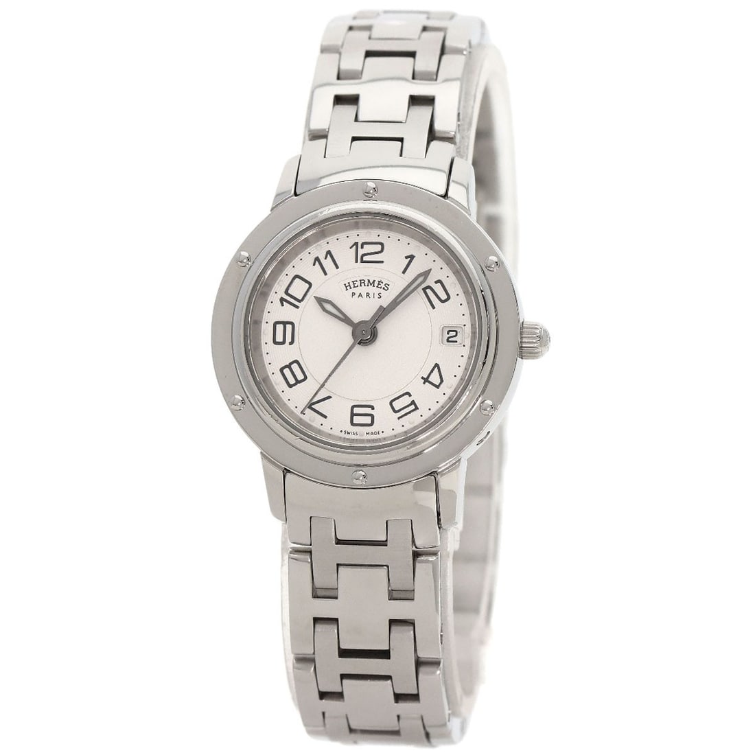 Hermes Clipper Classic Watches Cp1.210 Stainless Steel/ Stainless Steel: Hermes Clipper Classic Watches Cp1.210 Stainless Steel/ Stainless Steel Stainless steel case with silver bezel and dial, adding a touch of elegance to this classic watch design. The quartz movement