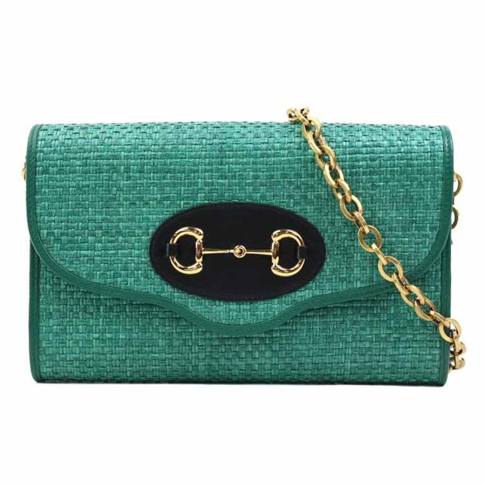 Raffia Shoulder Bag Gucci: Raffia Shoulder Bag Gucci Raffia shoulder bag with a natural, earthy green hue. Made from high-quality raffia material, this Gucci bag features a timeless design that exudes elegance and sophisticatio