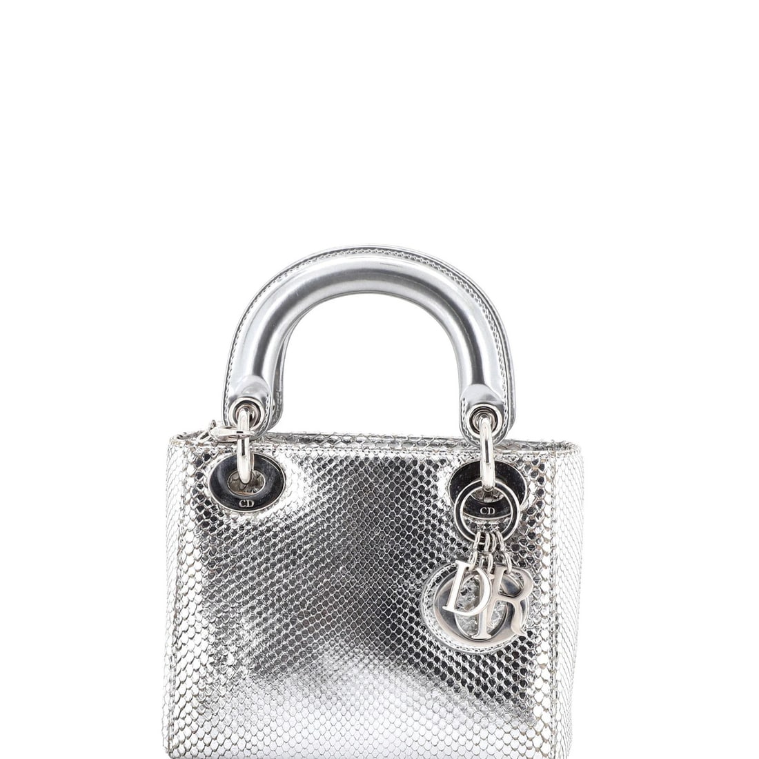 Python Dior Lady Chain Mini Bag: Python Dior Lady Chain Mini Bag Snakeskin exterior and metallic finish give the Python Dior Lady Chain Mini Bag its distinctive look. With its small size, 5.5" height and 7" width, it's a compact cros