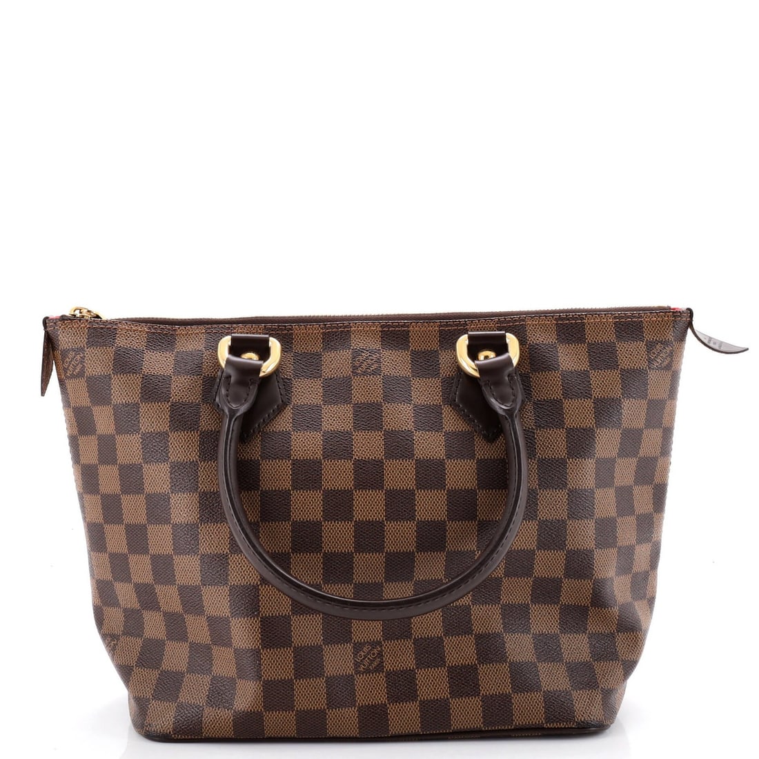 Handbag Damier Louis Vuitton Saleya: Handbag Damier Louis Vuitton Saleya Canvas Coated Brown Louis Vuitton Saleya Tote features a classic Damier PM pattern, with heavy corner wear and edge wear adding visual interest. Minor scuffs and di