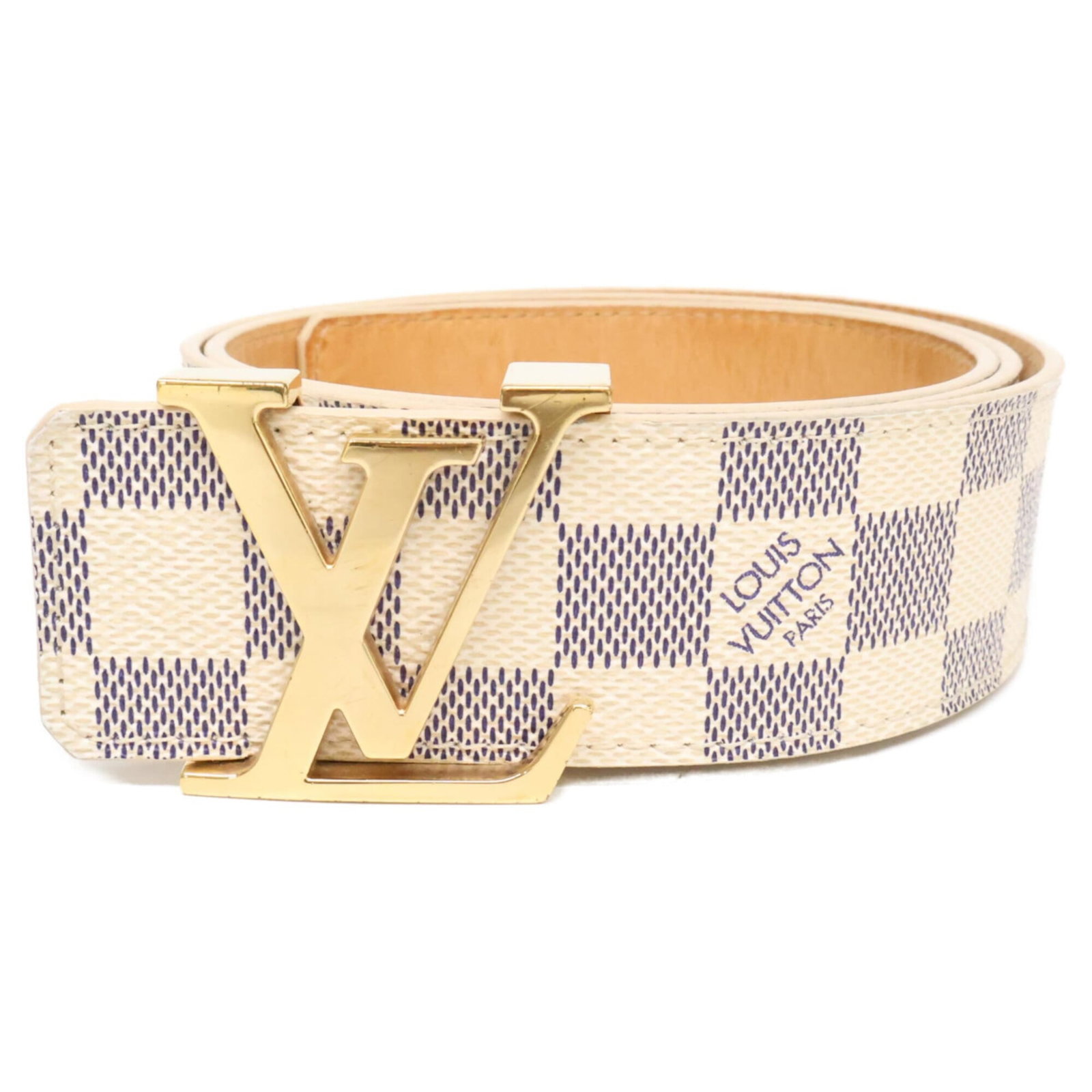 Standard Belt by Louis Vuitton: Standard Belt by Louis Vuitton Damier Azur Standard Belt by Louis Vuitton features the iconic Damier print in a classic design, with a length of 80cm-90cm suitable for most waist sizes. The belt