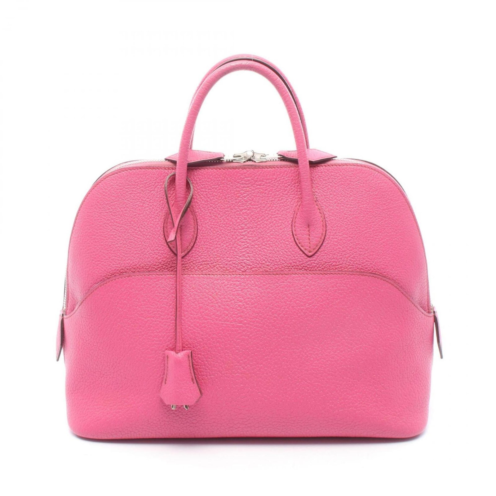 Chevre leather handbag by Hermes: Chevre leather handbag by Hermes Chevre leather handbag by Hermes features a unique pink color and a classic design. Made from high-quality chevre leather, this bag has a rich texture and subtle