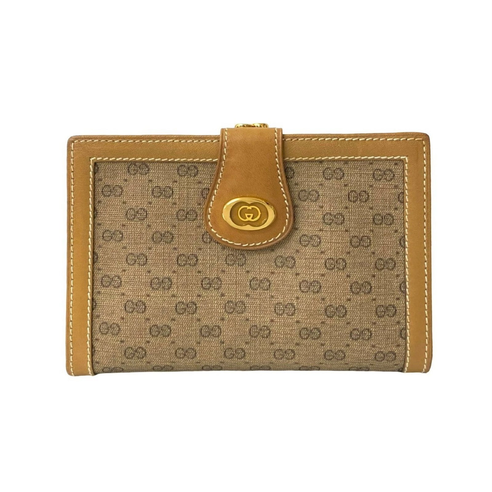 PVC Leather Bi Fold Wallet Gucci: PVC Leather Bi Fold Wallet Gucci Gucci's PVC Leather Bi-Fold Wallet boasts a rich brown color and sleek design, measuring 9cm x 14cm x 1.5cm in size. This used wallet features traces of usage with min