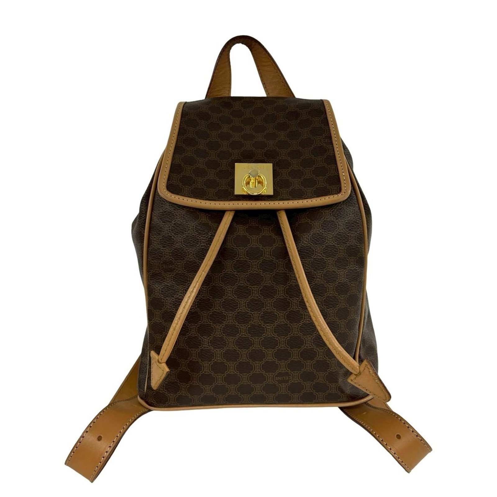 PVC Leather Backpack Celine: PVC Leather Backpack Celine Brown PVC leather backpack with classic design, featuring a sturdy and water-resistant construction. The Celine brand is known for its high-quality materials and timeless