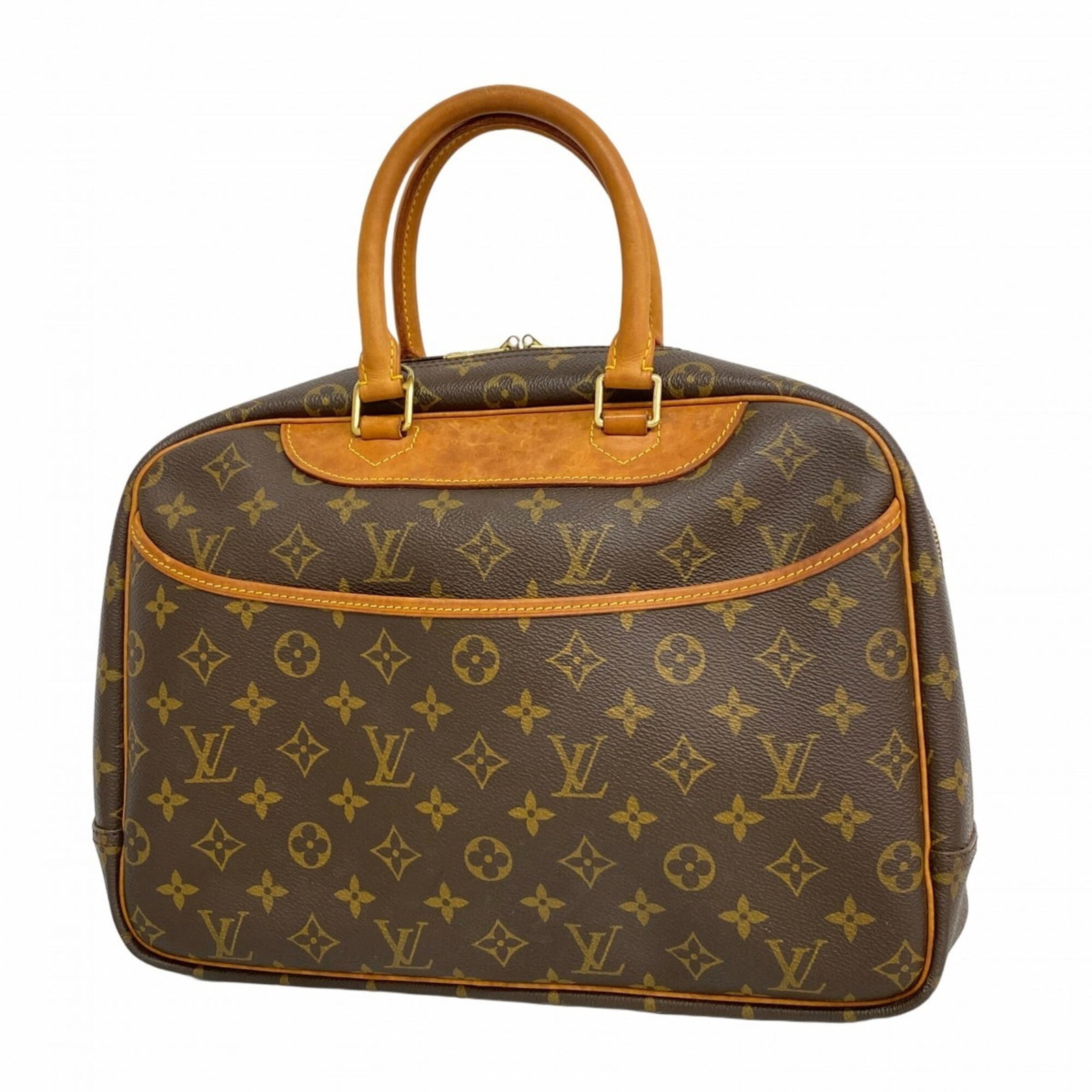 Handbag by Louis Vuitton: Handbag by Louis Vuitton Brown Louis Vuitton handbag with a classic design, measuring 26cm x 34cm x 13cm. The bag shows signs of usage, including scratches and dirt, but remains in good condition over
