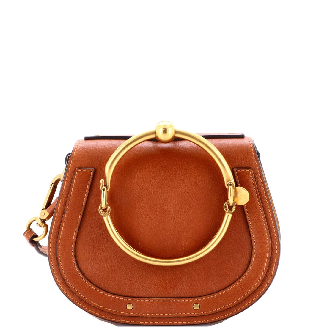 Chloe Nile Crossbody Bag Leather Small: Chloe Nile Crossbody Bag Leather Small The Chloe Nile Crossbody Bag Leather Small boasts sleek, sophisticated design with its rich brown leather exterior. Measuring just under 7 inches in width and 6.