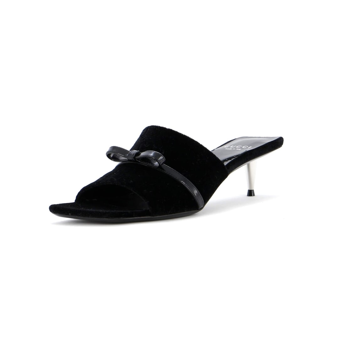 Gucci Women's Bow Slide Heeled Sandals GG Velvet (1 of 4)