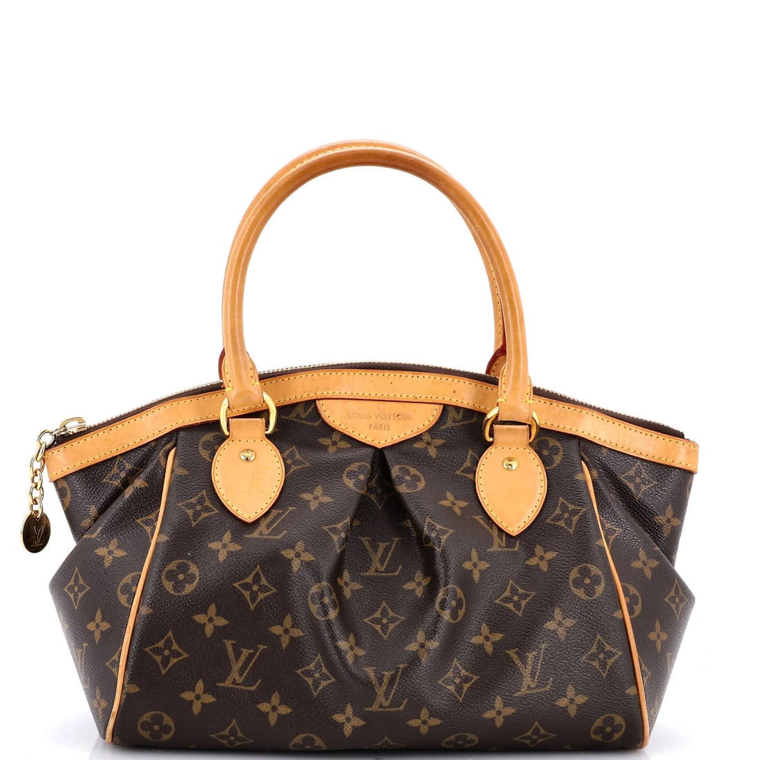Louis Vuitton Tivoli Handbag Monogram Canvas PM: Louis Vuitton Tivoli Handbag Monogram Canvas PM Brown Louis Vuitton Tivoli Handbag Monogram Canvas PM features a classic satchel design with a canvas exterior and gold hardware. The bag measures 9" ta