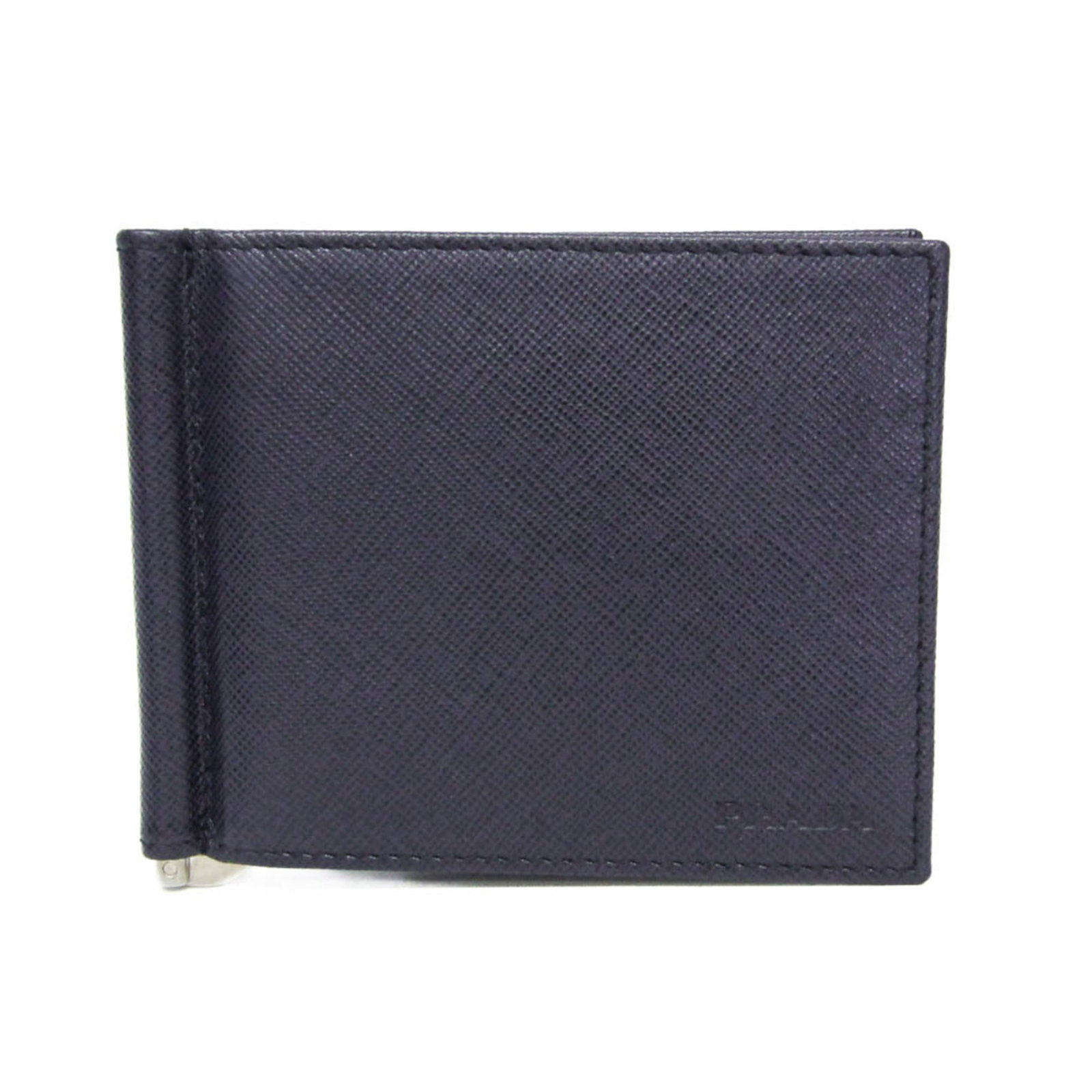 Prada Bill Wallet (Bi-Fold) Leather: Prada Bill Wallet (Bi-Fold) Leather Dark Navy Prada Bill Wallet (Bi-Fold) Leather, featuring an open closure and card slot. Made from high-quality leather, this bi-fold wallet measures 8.5cm x 10.5cm