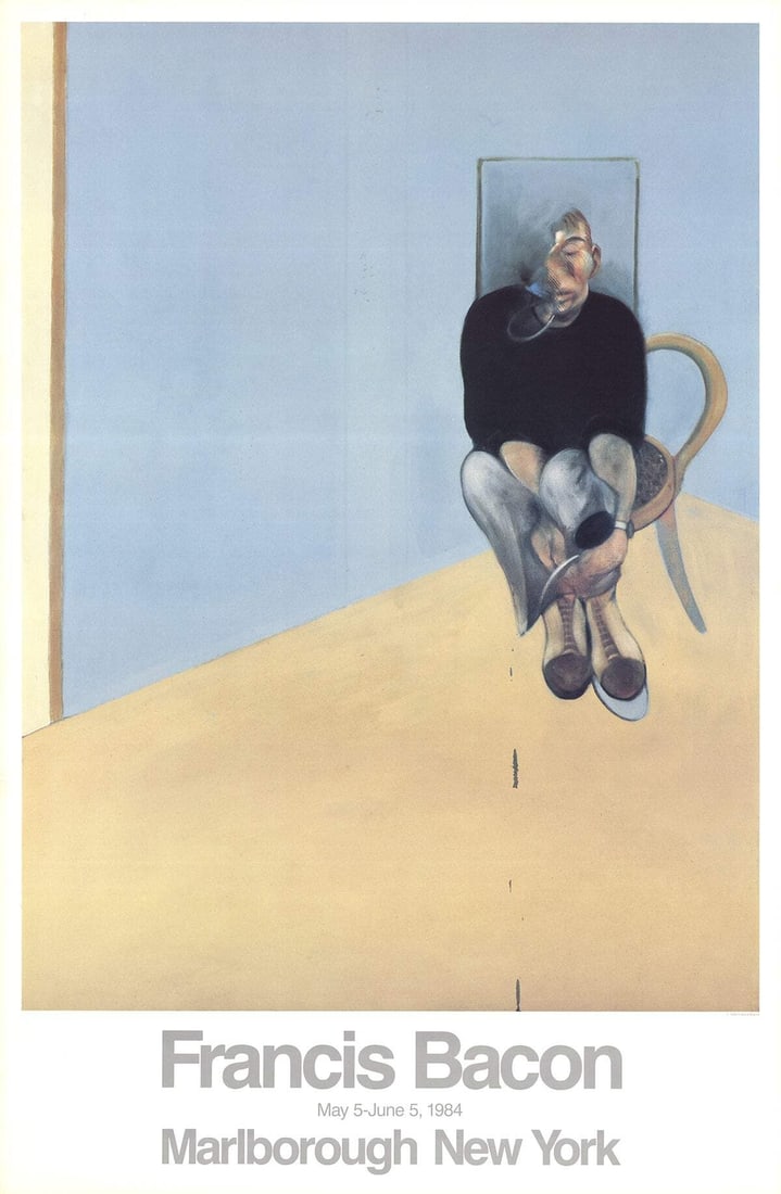 FRANCIS BACON Seated Man 39" x 25.5" Poster 1984 Contemporary Blue Brown (1 of 1)