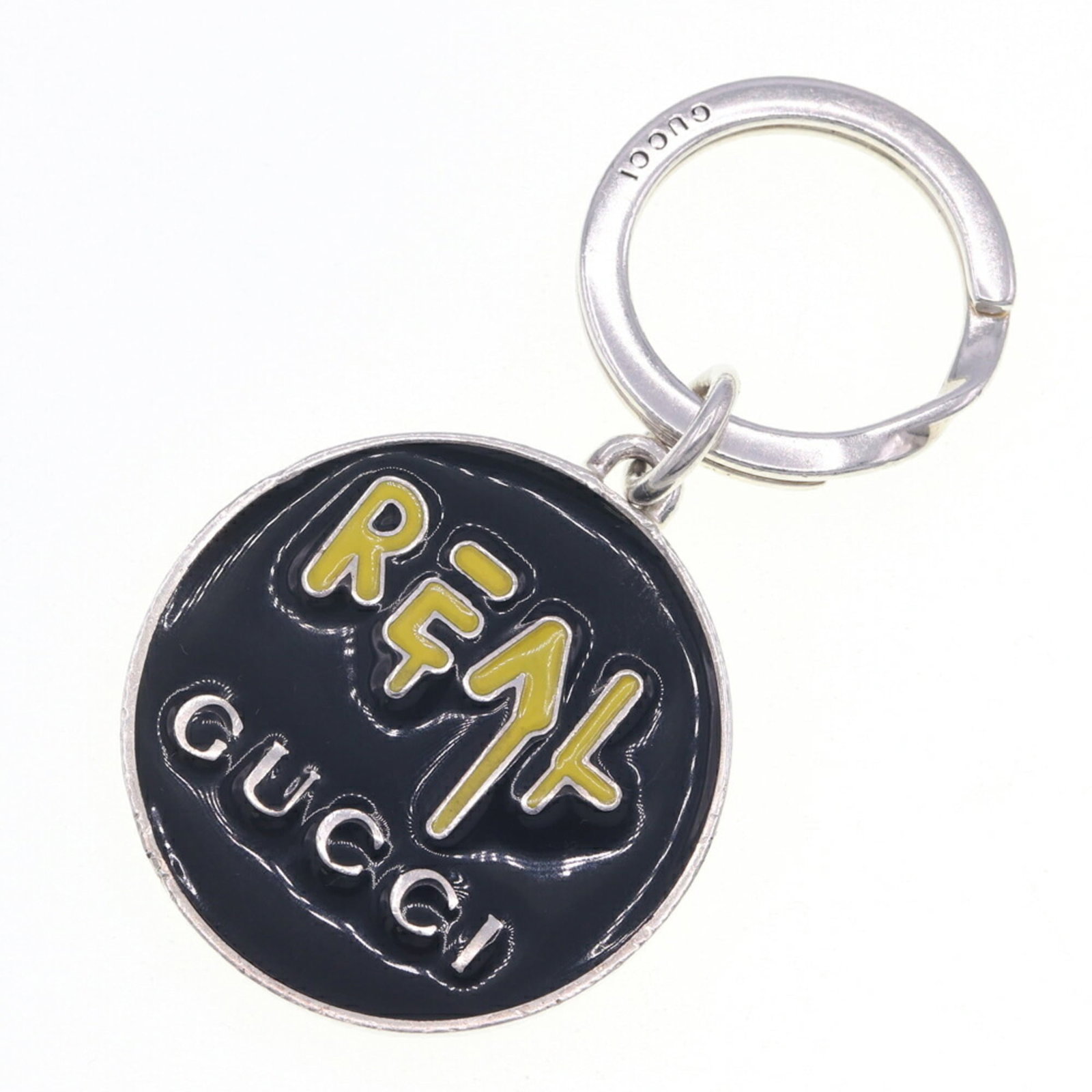 Keyring Sterling Gucci Enamel Silver: Keyring Sterling Gucci Enamel Silver Sterling Gucci Enamel Silver Keyring - A sleek and sophisticated accessory, this keyring boasts a striking black and silver enamel design. Made from high-quality s