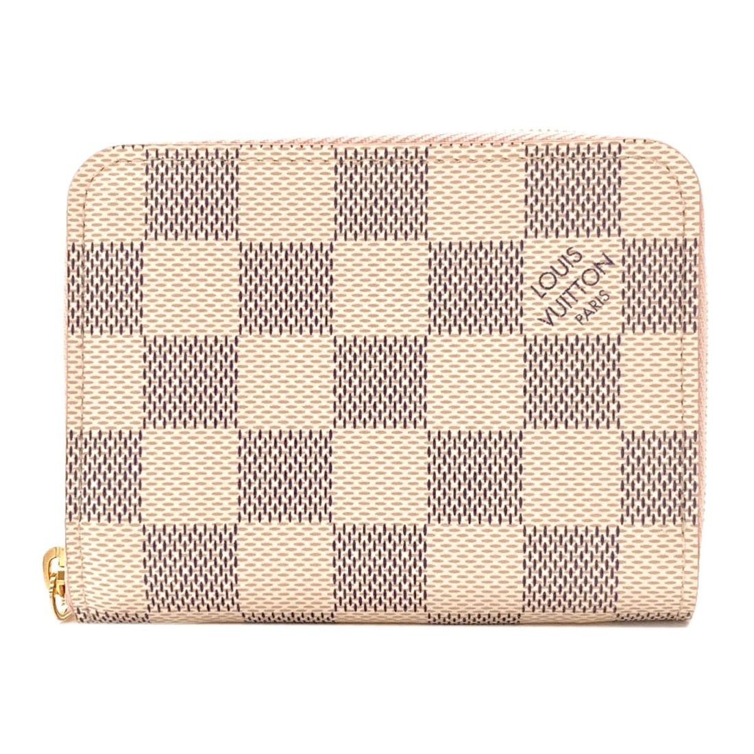 Louis Vuitton Damier Canvas Zippy Coin Purse: Louis Vuitton Damier Canvas Zippy Coin Purse White Damier canvas zippers the Louis Vuitton coin purse, featuring distinctive exterior white color. The classic design showcases the iconic LOUIS VUITTON