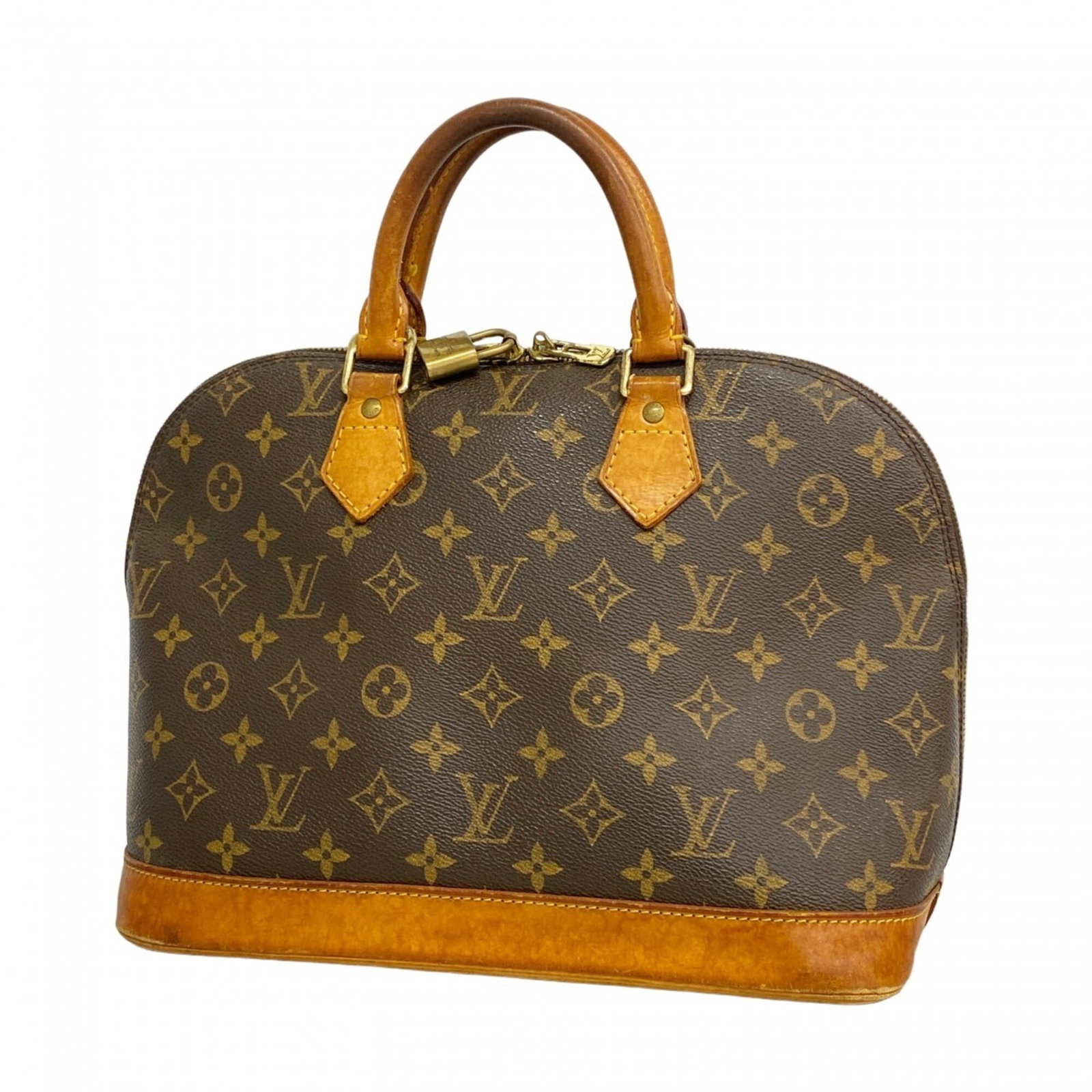 Handbag by Louis Vuitton: Handbag by Louis Vuitton Brown Louis Vuitton handbag with 24cm x 30cm x 16cm dimensions, showing traces of usage and minor scratches/dirt. This pre-owned bag is in good condition overall. The signatur