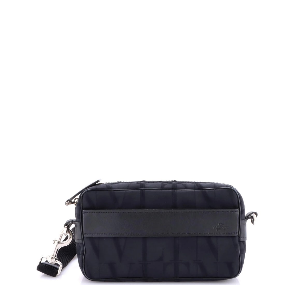 Small leather shell camera bag with jacquard valentino garavani: Small leather shell camera bag with jacquard valentino garavani Small leather shell camera bag with jacquard Valentino Garavani embroidery in black. This unique accessory combines the elegance of fabr