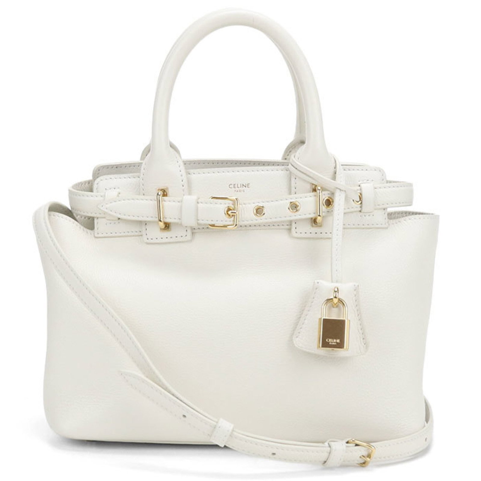 Celine Tote Bag Leather: Celine Tote Bag Leather The Celine Tote Bag Leather features a crisp white calfskin exterior with gold hardware, showcasing the timeless elegance of Celine's signature design. With its classic dimensi