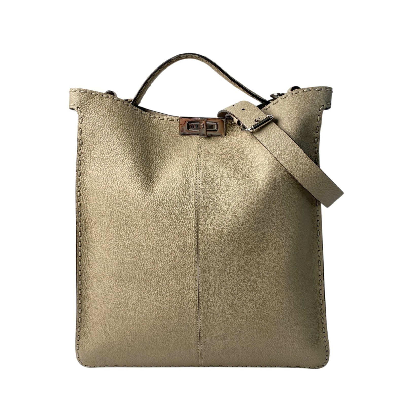 Fendi Leather Tote Bag: Fendi Leather Tote Bag Fendi Leather Tote Bag - A Timeless Classic. Made from high-quality leather, this beige shoulder bag boasts a classic design with clean lines and a spacious interior. With its d