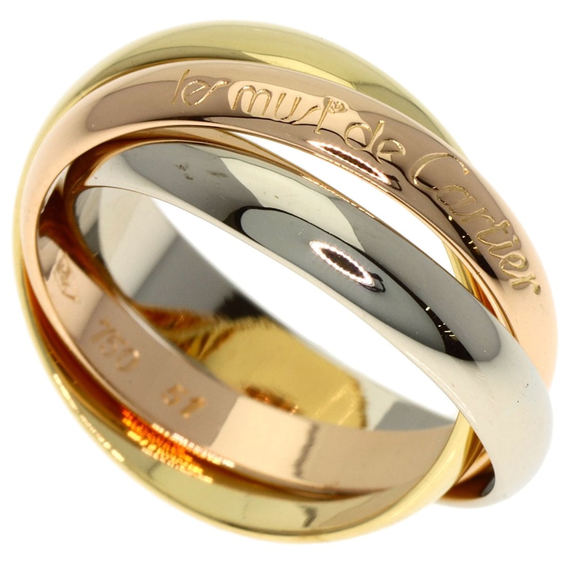 Cartier Trinity #51 Ring K18 Yellow Gold 18K Pink Gold: Cartier Trinity #51 Ring K18 Yellow Gold 18K Pink Gold K18 Yellow Gold and 18K Pink Gold blend in perfect harmony, creating a striking Cartier Trinity ring. The K18 purity ensures durability and resis