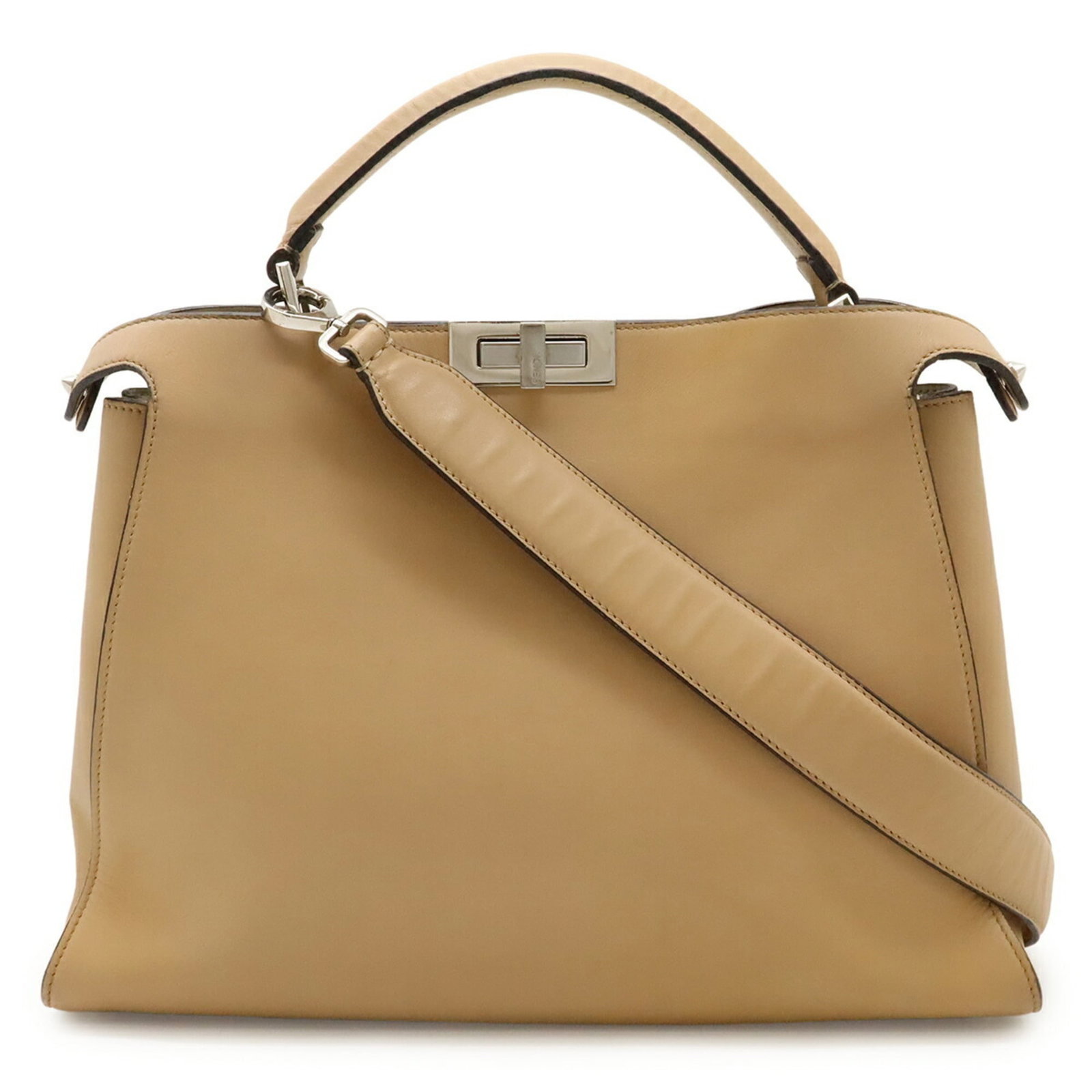 Fendi Handbag Shoulder Bag Leather: Fendi Handbag Shoulder Bag Leather This Fendi Handbag Shoulder Bag Leather is a classic, timeless piece in beige leather. With its spacious interior and adjustable strap length of 77cm, it's perfect