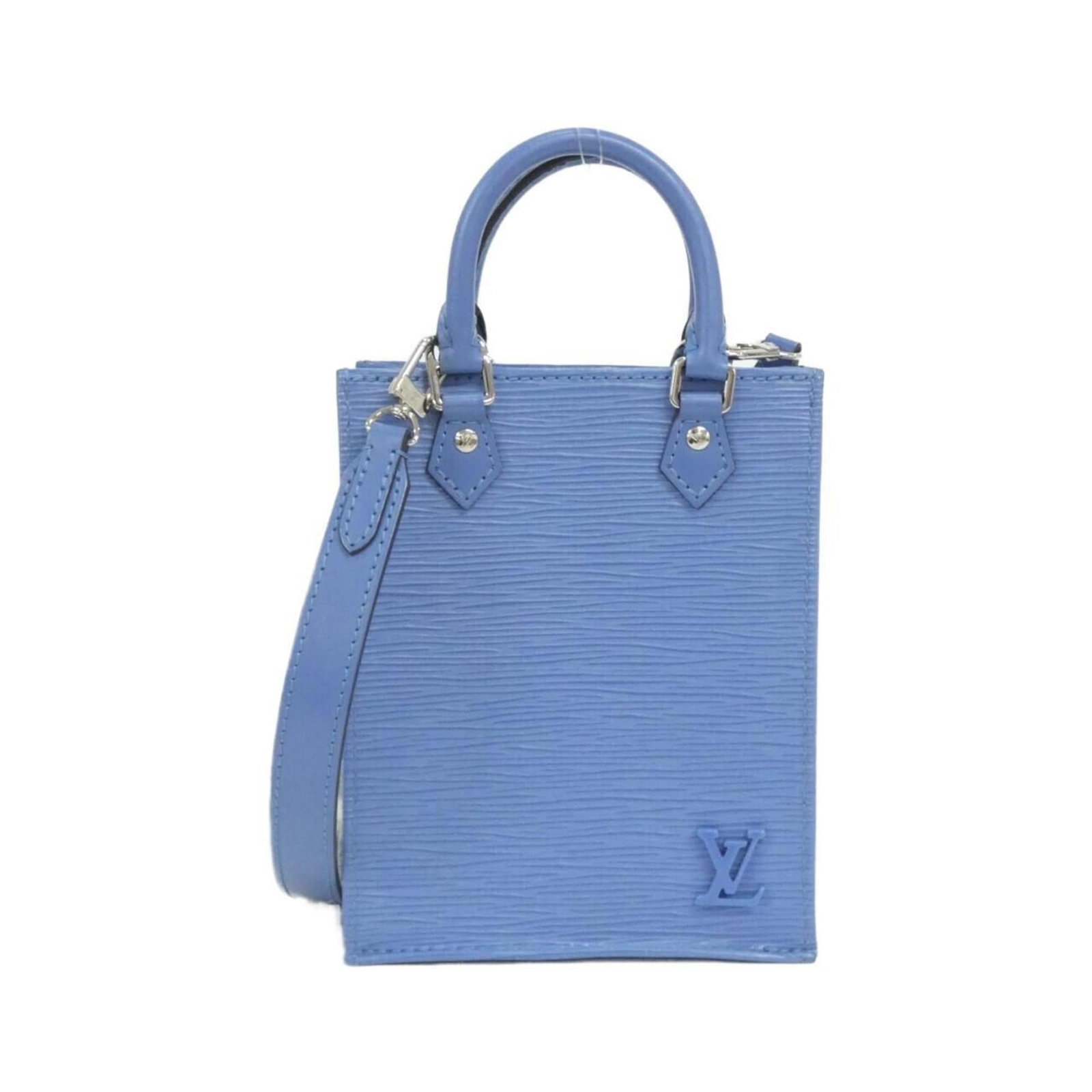 Handbag Leather Louis Vuitton: Handbag Leather Louis Vuitton Blue Louis Vuitton handbag with a classic design, featuring high-quality leather construction and a timeless blue color. The bag measures 18cm x 14cm x 5cm and shows