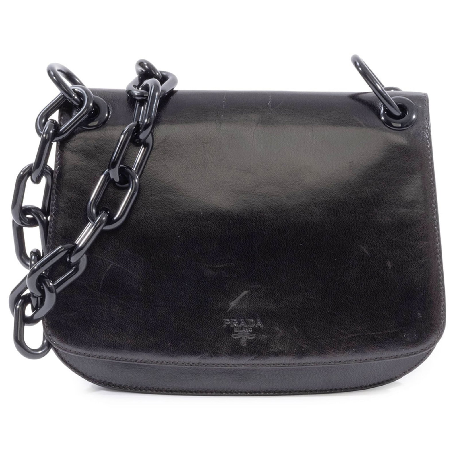 Leather Shoulder Bag Prada: Leather Shoulder Bag Prada Black leather shoulder bag from Prada, featuring a classic design with clean lines and a timeless silhouette. The bag measures 20cm x 25cm x 5cm and has a 75cm strap length,