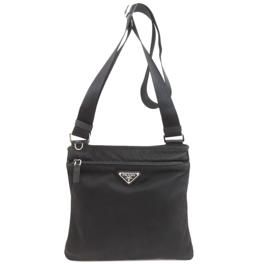 Nylon Prada Logo Hardware Bag Shoulder: Nylon Prada Logo Hardware Bag Shoulder Nylon Prada Logo Hardware Bag Shoulder - A sleek and modern shoulder bag with a bold black nylon exterior, featuring the iconic Prada logo hardware. The bag's