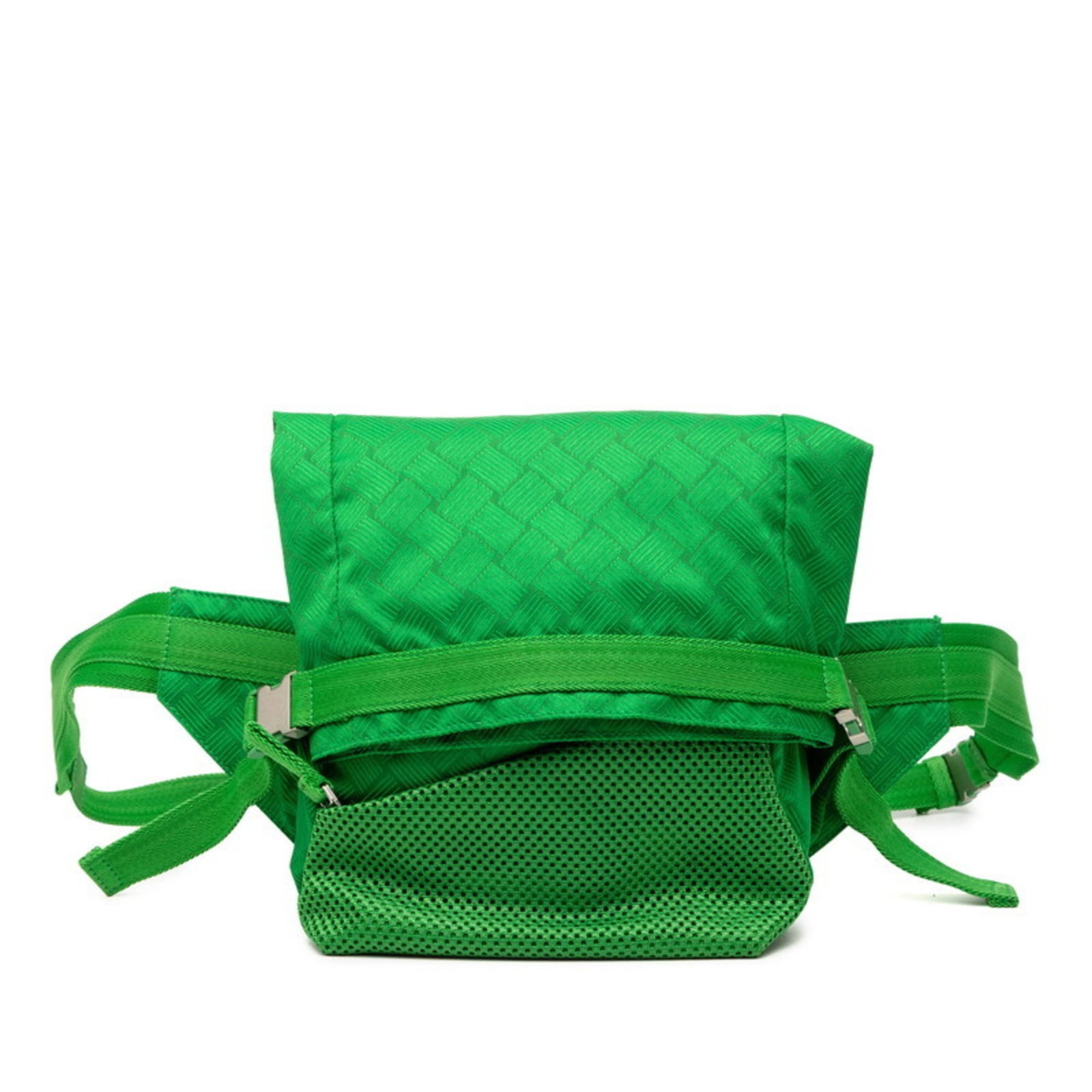 Bottega Veneta Sling Bag Nylon: Bottega Veneta Sling Bag Nylon Bottega Veneta's iconic Sling Bag Nylon in vibrant green, featuring a durable nylon material and timeless design. With its compact size (20cm x 22cm x 7cm) and