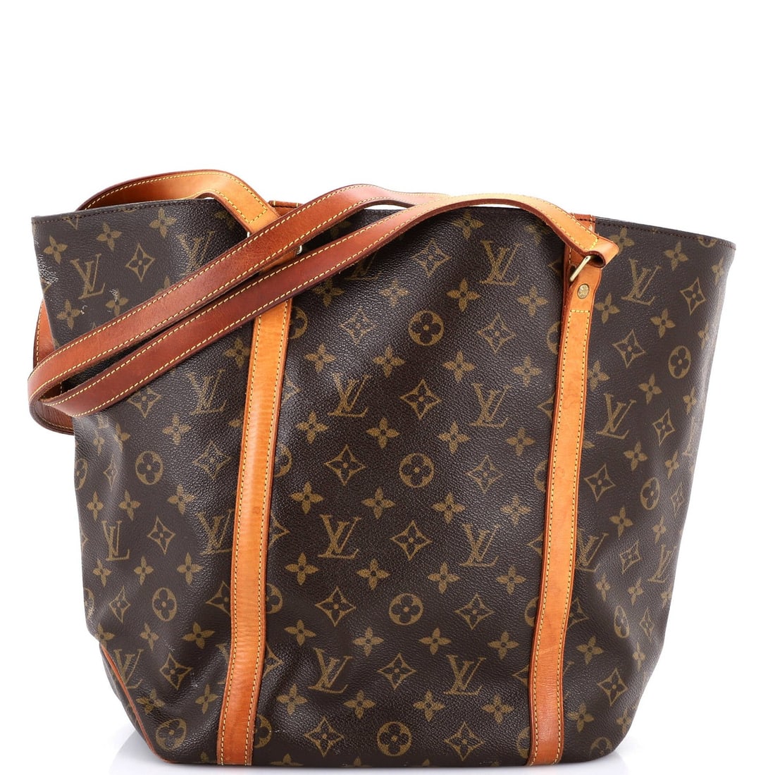Louis Vuitton Monogram Handbag Shopping Sac Canvas GM: Louis Vuitton Monogram Handbag Shopping Sac Canvas GM Brown Louis Vuitton Monogram Canvas GM Shopping Sac Handbag with Gold Hardware, featuring a classic totes design and iconic monogram pattern. The 