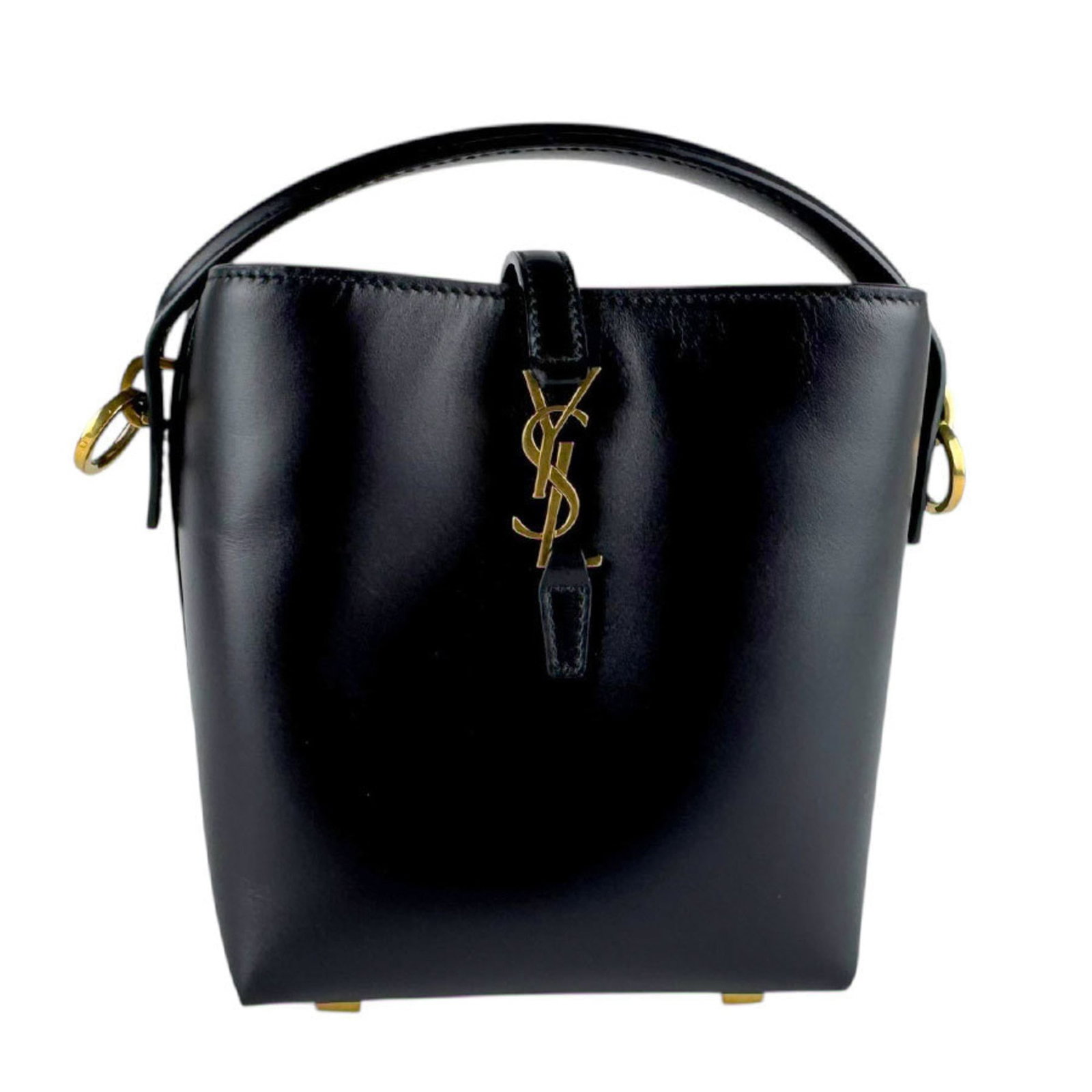 Saint Laurent Shoulder Bag Leather: Saint Laurent Shoulder Bag Leather Black Saint Laurent leather shoulder bag with a classic design, featuring a small size and sleek silhouette. The bag has some minor scratches and dirt, but overall r