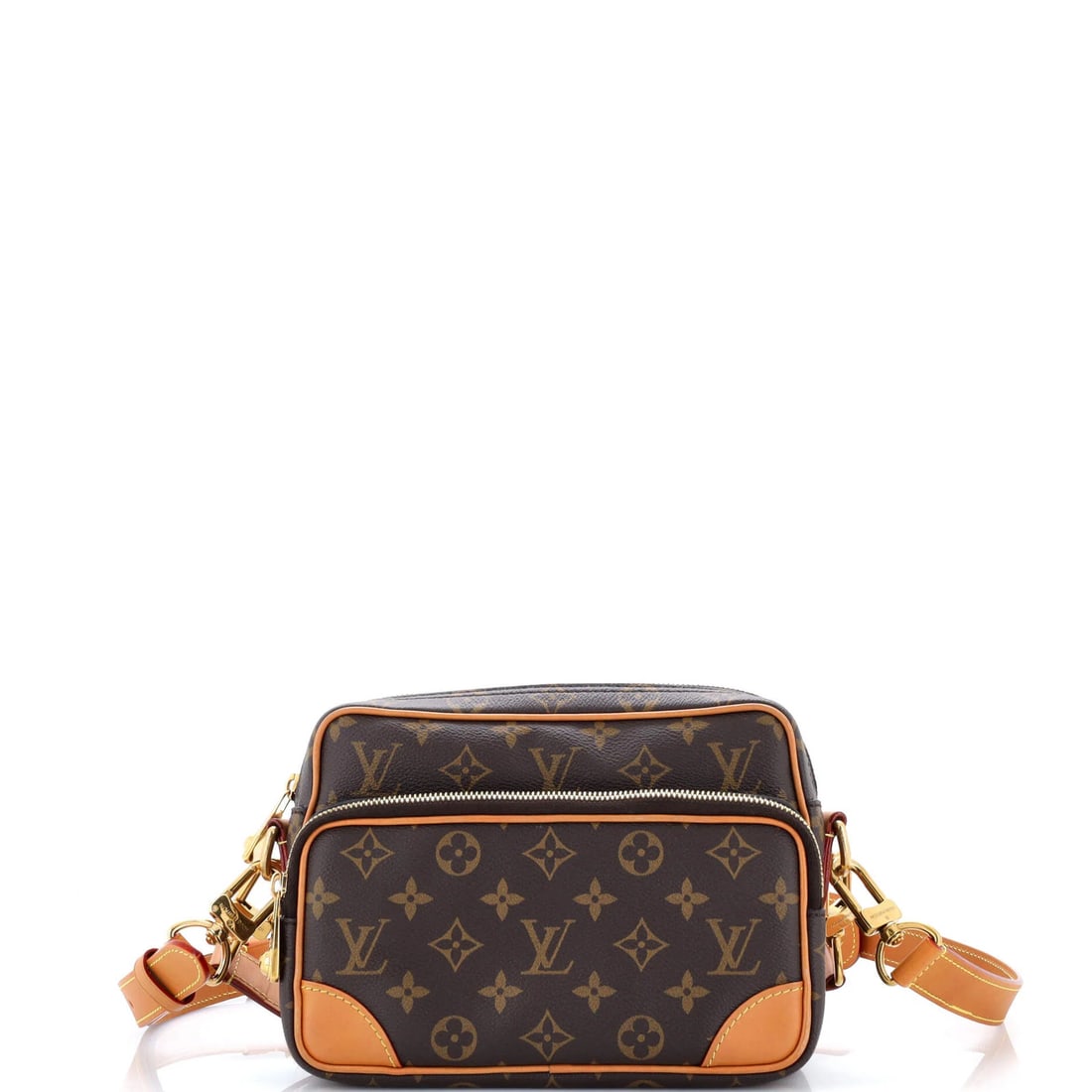 Nil NM Messenger Bag Monogram Canvas Louis Vuitton: Nil NM Messenger Bag Monogram Canvas Louis Vuitton The Nil NM Messenger Bag by Louis Vuitton boasts a rich, brown canvas exterior with subtle edge wear and scuffs, giving it a well-worn look. With