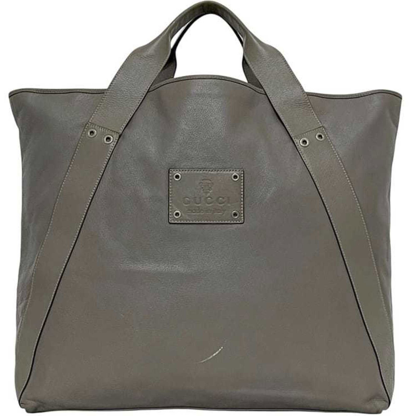 Tote Bag Leather by Gucci: Tote Bag Leather by Gucci Gucci's iconic leather tote bag boasts a timeless gray hue and sturdy construction, measuring 41cm x 50cm x 12cm. With its classic design and premium leather material, this