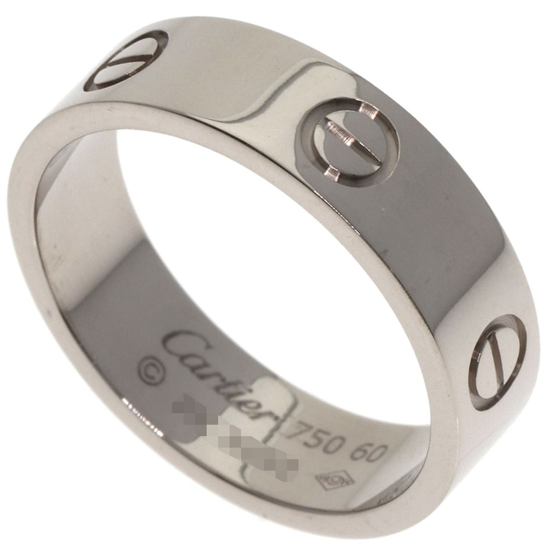 K18 White Gold Unisex Cartier Love Ring: K18 White Gold Unisex Cartier Love Ring K18 White Gold Unisex Cartier Love Ring features a sleek and modern design, crafted from high-quality K18 white gold metal. This stylish ring boasts a silver
