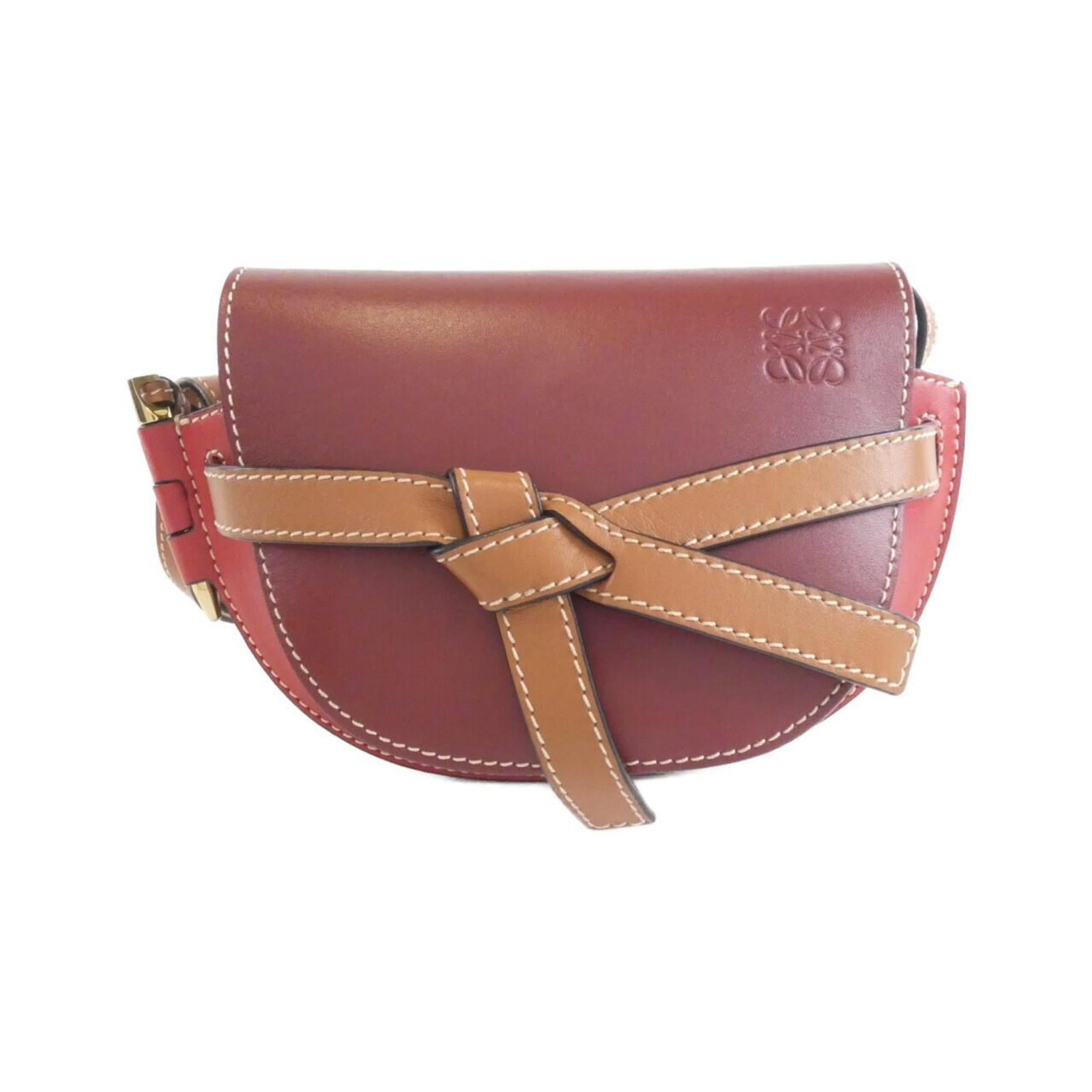 Shoulder Bag Leather by Loewe: Shoulder Bag Leather by Loewe Bordeaux leather shoulder bag from Loewe, featuring calfskin material and gold hardware. This versatile bag measures 19cm x 20cm x 10cm and boasts a classic design with s