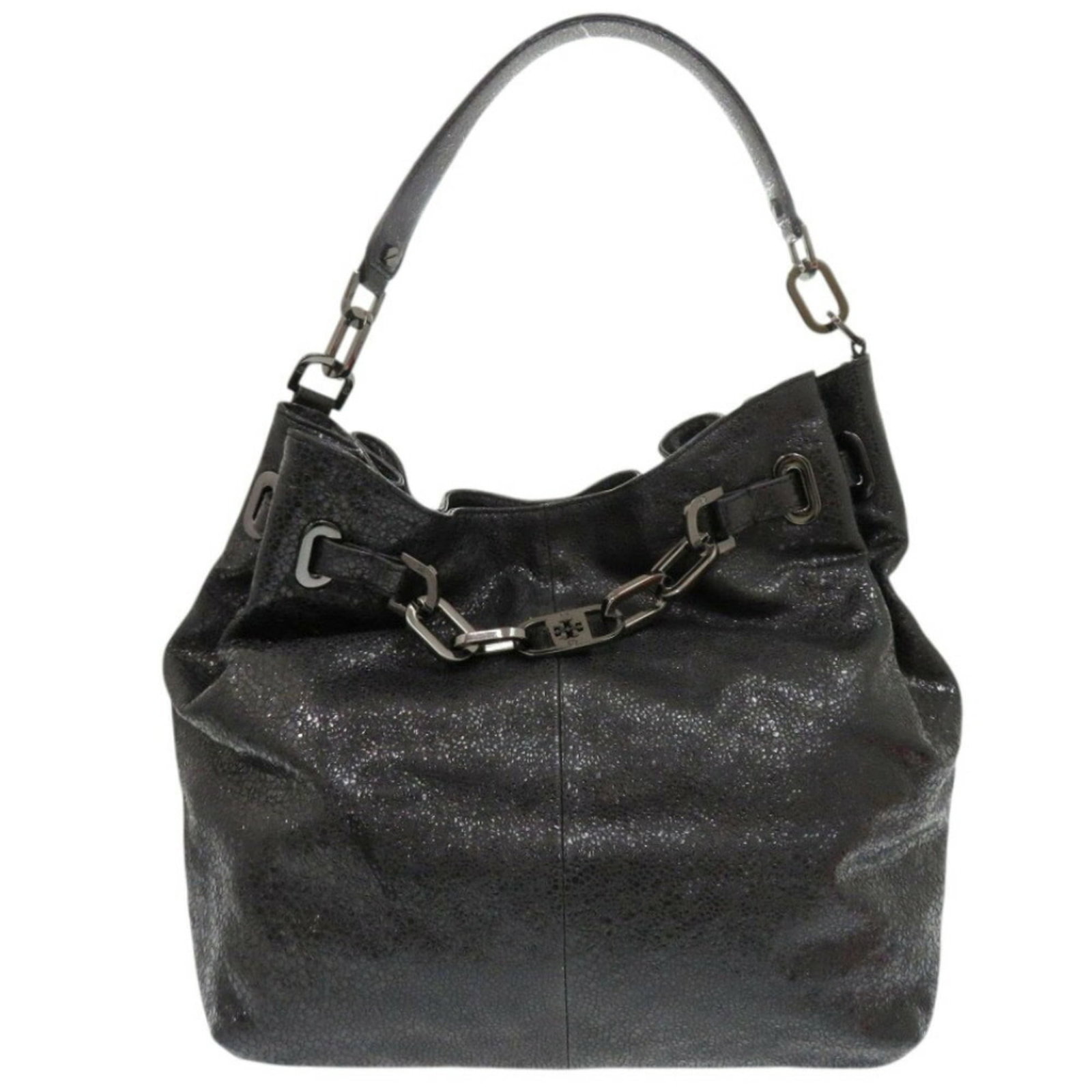 Shoulder Bag Handbag Leather Tory: Shoulder Bag Handbag Leather Tory Black leather shoulder bag with 30cm x 40cm x 10cm dimensions, bearing traces of usage and minor scratches. The bag's classic design makes it a timeless accessory for