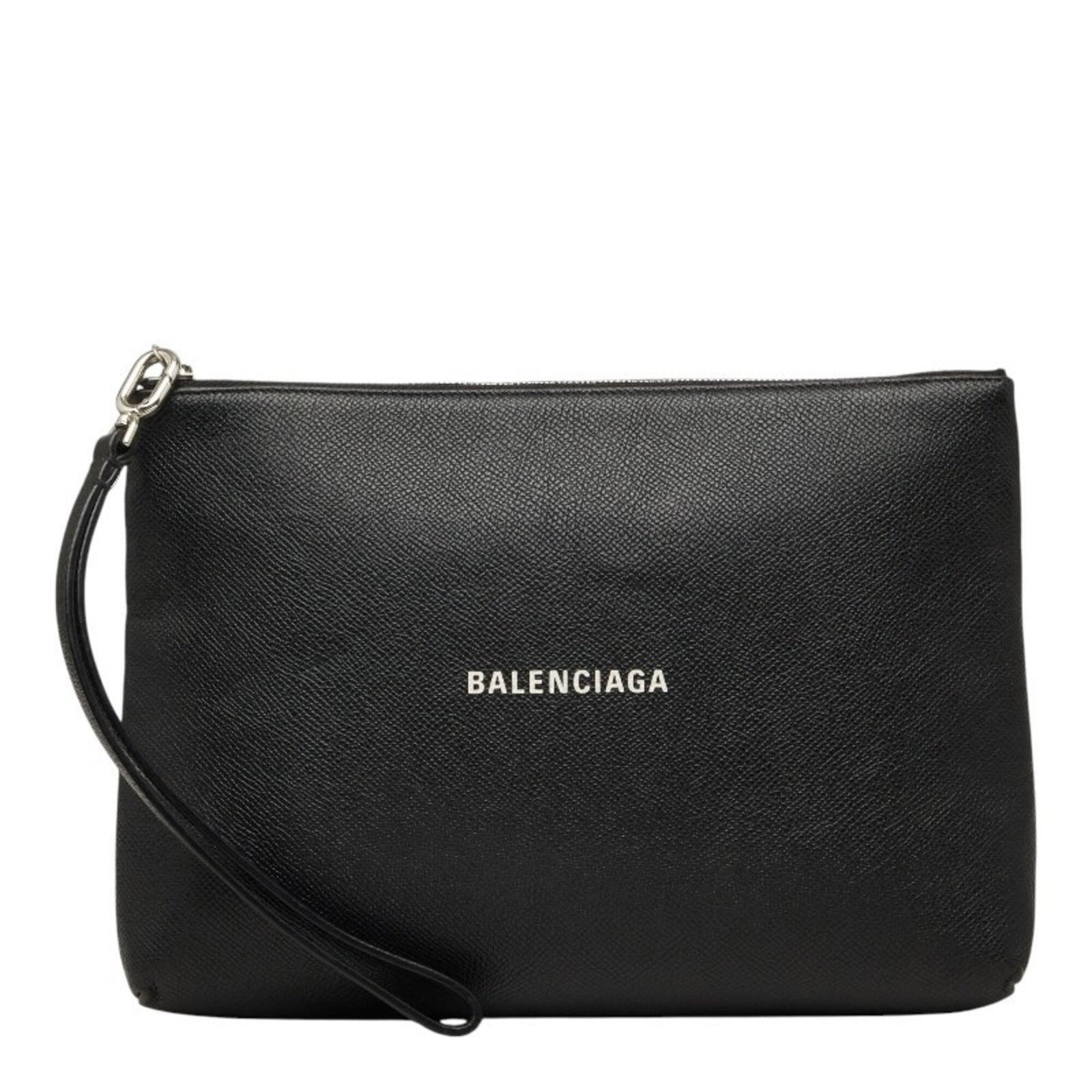Bag clutch leather Balenciaga: Bag clutch leather Balenciaga Balenciaga leather clutch bag in black, featuring a sleek design with a compact size. The bag has some traces of usage and minor scratches/dirt, but remains in good