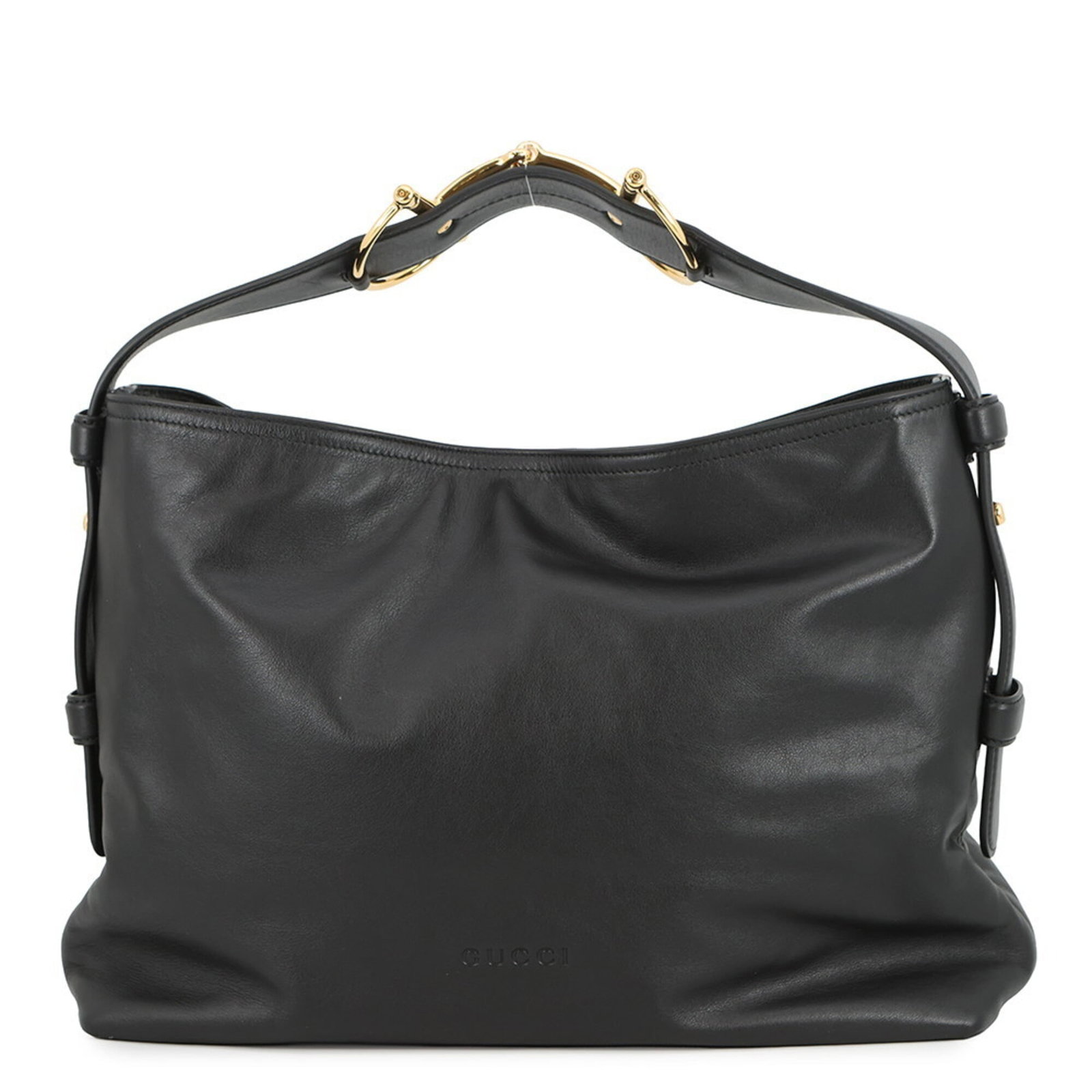 Handbag leather bag tote Gucci: Handbag leather bag tote Gucci Black Gucci leather tote bag with gold hardware, featuring a classic design and premium materials. This used handbag measures 28.5cm x 35cm x 10.5cm and weighs 770g,