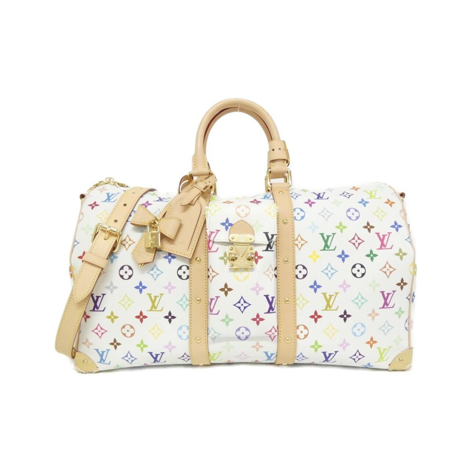 Canvas coated bag Boston from Louis Vuitton: Canvas coated bag Boston from Louis Vuitton White Coated Canvas Louis Vuitton Boston Bag for Women. This classic bag features gold hardware and a spacious interior, with a sturdy coated canvas exterio