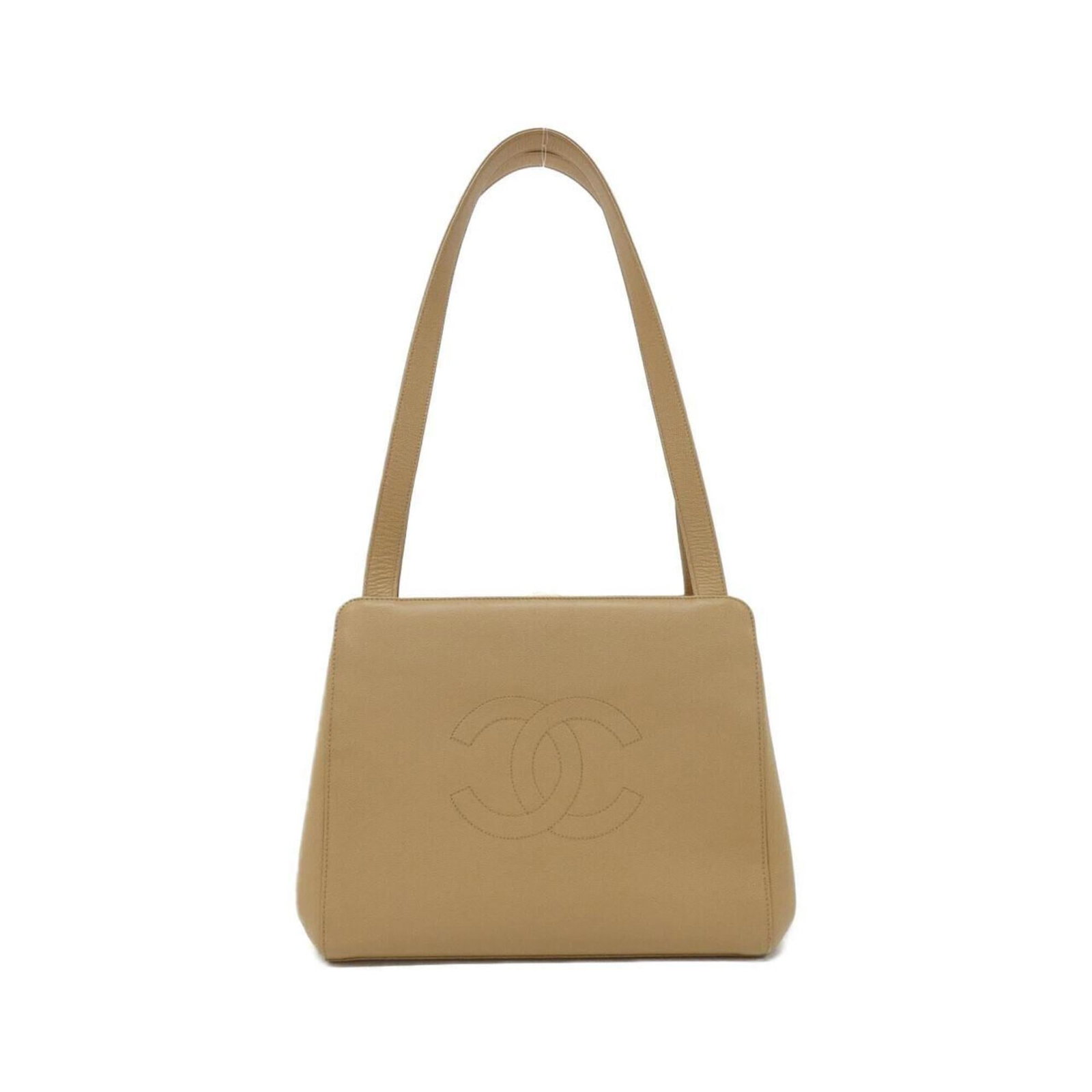 Chanel Shoulder Bag Grained Calfskin: Chanel Shoulder Bag Grained Calfskin Grained Calfskin Chanel Shoulder Bag - A Timeless Classic. This beige shoulder bag features high-quality grained calfskin, showcasing a subtle texture and natural